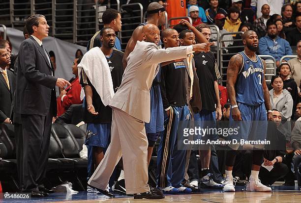 Assistant coach Sam Cassell of the Washington Wizards gestures from the sideline during the game against the Los Angeles Clippers at Staples Center...