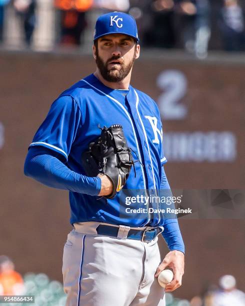 Brian Flynn of the Kansas City Royals pitches against the Detroit Tigers during a MLB game at Comerica Park on April 22, 2018 in Detroit, Michigan....