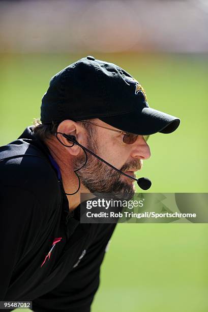 Brad Childress head coach of the Minnesota Vikings against the Pittsburgh Steelers at Heinz Field on October 25, 2009 in Pittsburgh, Pennsylvania....