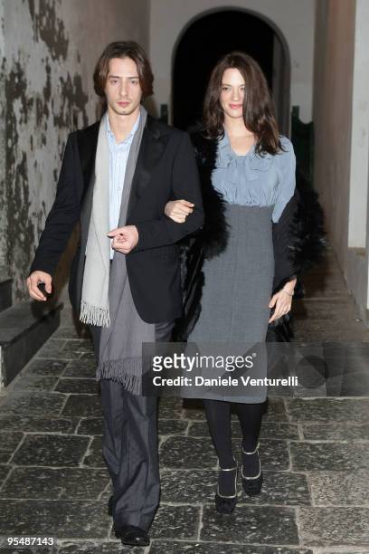 Michele Civetta and Asia Argento attend the third day of the 14th Annual Capri Hollywood International Film Festival on December 29, 2009 in Capri,...