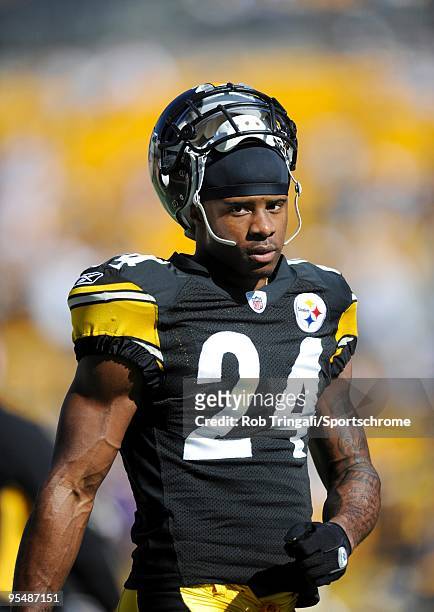 Ike Taylor of the Pittsburgh Steelers looks on during a game against the Minnesota Vikings at Heinz Field on October 25, 2009 in Pittsburgh,...