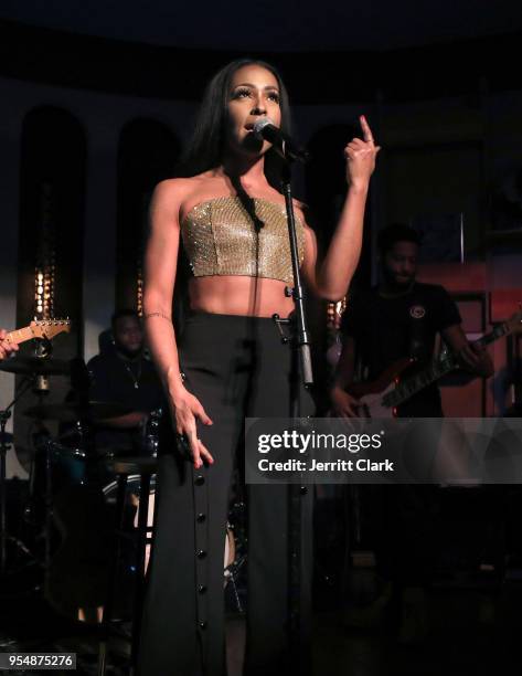 Amina Buddafly performs at her Album Release And Listening Party at The Peppermint Club on May 4, 2018 in Los Angeles, California.