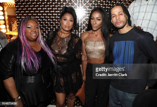Echo Hattix, Althea Heart, Amina Buddafly and Andre Truth attend Amina Buddafly's Album Release And Listening Party at The Peppermint Club on May 4,...