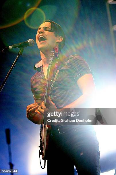 Michael Tomlinson of Yves Klein Blue performs on day two of The Falls Festival 2009 held in Otway rainforest on December 30, 2009 in Lorne, Australia.