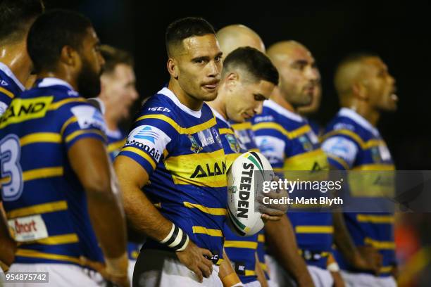 Corey Norman of the Eels looks on after a Sharks try during the round nine NRL match between the Cronulla Sharks and the Parramatta Eels at Southern...