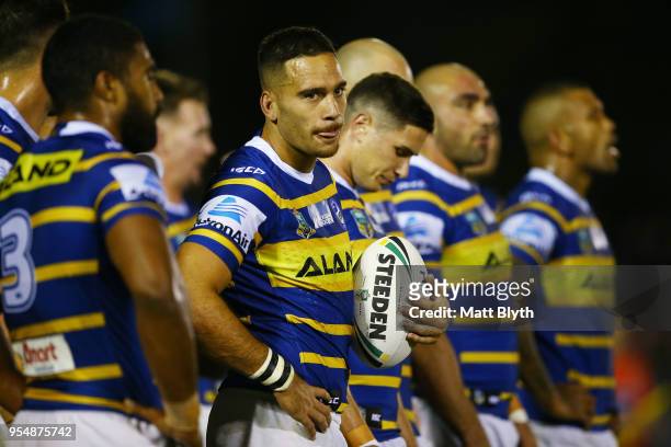 Corey Norman of the Eels looks on after a Sharks try during the round nine NRL match between the Cronulla Sharks and the Parramatta Eels at Southern...