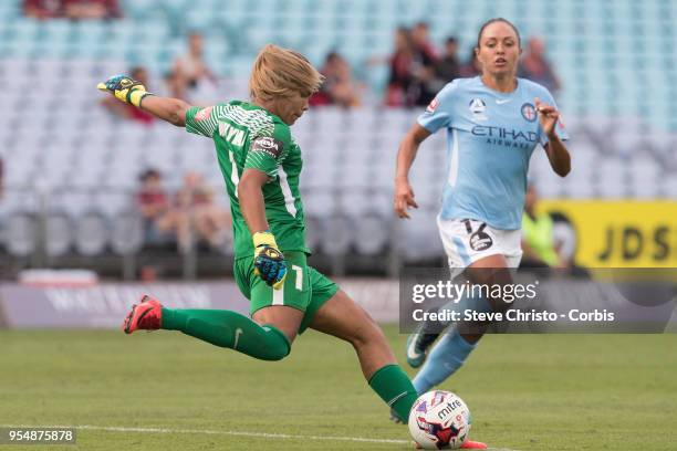 Jada Whyman of the Wanderers kicks the ball during the round nine W-League match between the Western Sydney Wanderers and Melbourne City at ANZ...