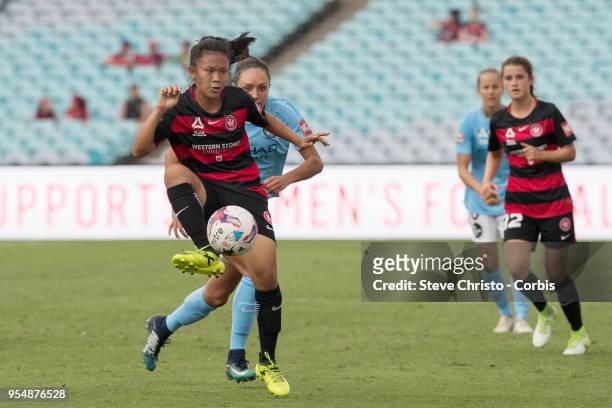 Rasamee Phonsongkham of the Wanderers kicks the ball during the round nine W-League match between the Western Sydney Wanderers and Melbourne City at...