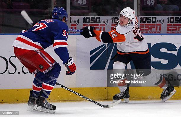 Josh Bailey of the New York Islanders skates against the New York Rangers on December 26, 2009 at Madison Square Garden in New York City. The...