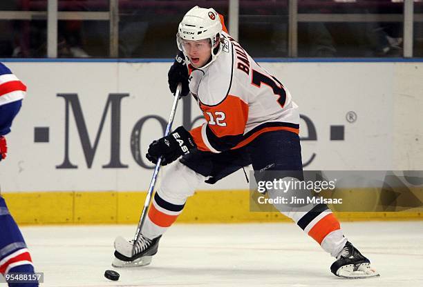 Josh Bailey of the New York Islanders skates against the New York Rangers on December 26, 2009 at Madison Square Garden in New York City. The...