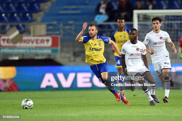 Florin Berenguer of FC Sochaux Montbeliard and Joseph Romeric Lopy of Clermont foot 63 during the French Ligue 2 match between Sochaux and Clermont...