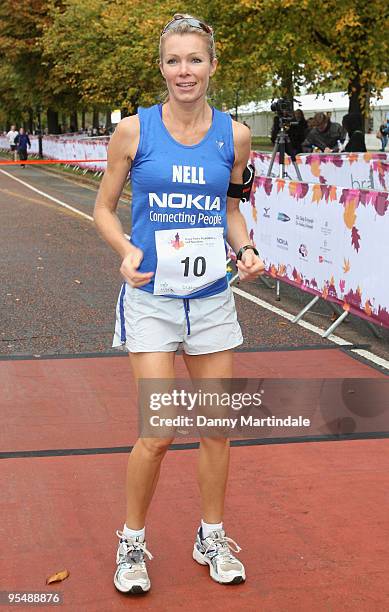 Nell McAndrew takes part in the Royal Parks Foundation Half Marathon at Hyde Park on October 11, 2009 in London, England.