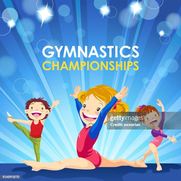 ilustraciones, imágenes clip art, dibujos animados e iconos de stock de campeonato de gimnasia - school gymnasium