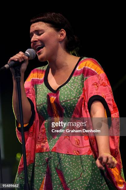Emiliana Torrini performs on day two of The Falls Festival 2009 held in Otway rainforest on December 30, 2009 in Lorne, Australia.