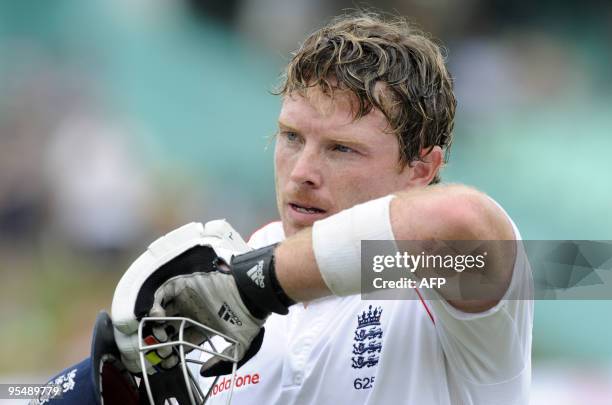 England batsman Ian Bell leaves the field after he was caught out by South African Wicketkeeper Mark Boucher during the fourth day of the second Test...