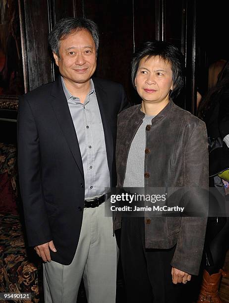 Director Ang Lee and Jane Lin attend the NAC's medal of honor for film award presentation at The National Arts Club on November 18, 2009 in New York...