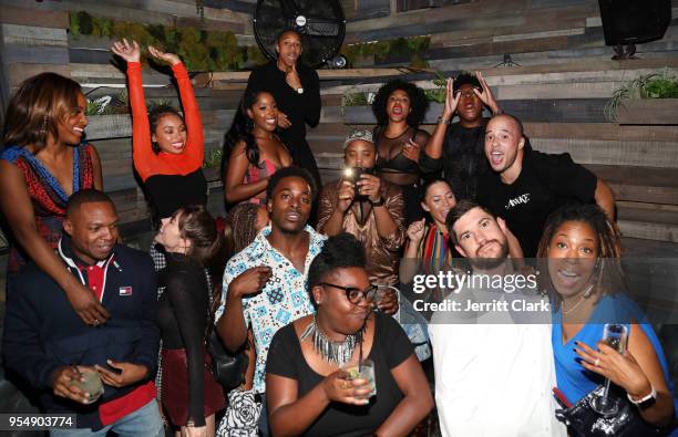 Antoinette Robertson, Logan Browning, Ashley Blaine Featherson, Yvette Lee Bowser, DeRon Horton, Courtney Sauls celebrate Justin Simien's 35th...