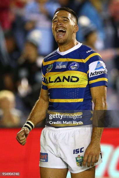 Corey Norman of the Eels reacts at full time during the round nine NRL match between the Cronulla Sharks and the Parramatta Eels at Southern Cross...