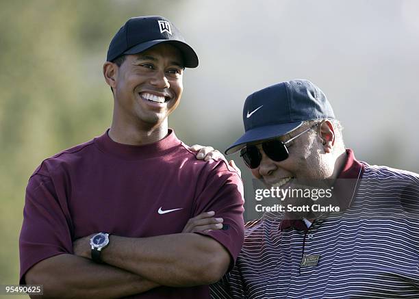 Tiger Woods with his father Earl Woods at the trophy presentation of The Target