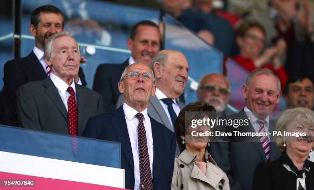 Stoke City Chairman Peter Coates and Gordon Banks in the stands during the Premier League match at the bet365 Stadium, Stoke.
