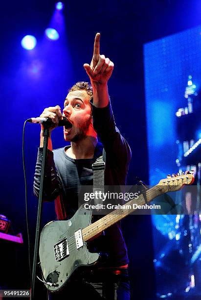 Tom Smith of Editors performs on stage on day two of The Falls Festival 2009 held in Otway rainforest on December 30, 2009 in Lorne, Australia.