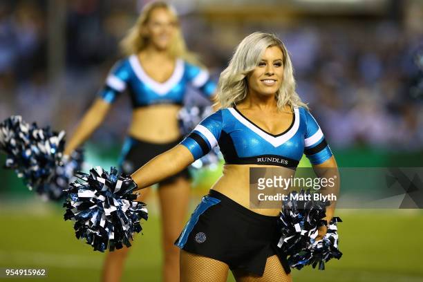 Sharks cheer leaders perform before the round nine NRL match between the Cronulla Sharks and the Parramatta Eels at Southern Cross Group Stadium on...