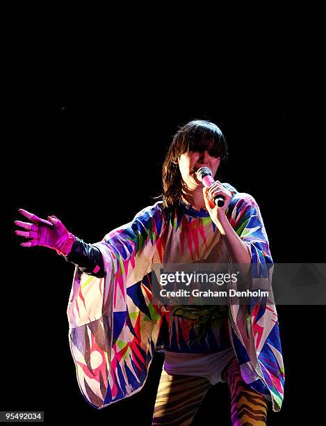 Karen O of Yeah Yeah Yeahs performs on stage on day two of The Falls Festival 2009 held in Otway rainforest on December 30, 2009 in Lorne, Australia.
