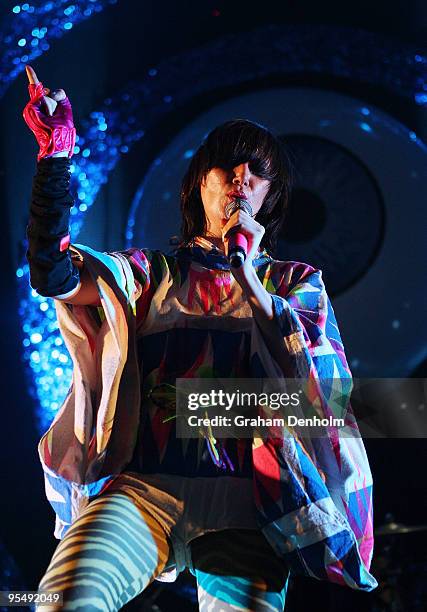 Karen O of Yeah Yeah Yeahs performs on stage on day two of The Falls Festival 2009 held in Otway rainforest on December 30, 2009 in Lorne, Australia.