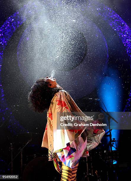 Karen O of Yeah Yeah Yeahs performs on stage on day two of The Falls Festival 2009 held in Otway rainforest on December 30, 2009 in Lorne, Australia.