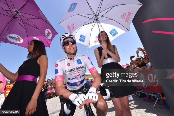 Start / Maximilian Schachmann of Germany and Team Quick-Step Floors White Best Young Rider Jersey / Hostess / Miss / during the 101th Tour of Italy...