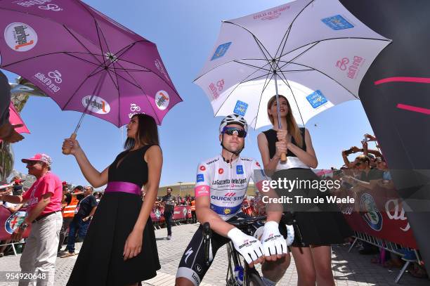 Start / Maximilian Schachmann of Germany and Team Quick-Step Floors White Best Young Rider Jersey / Hostess / Miss / during the 101th Tour of Italy...