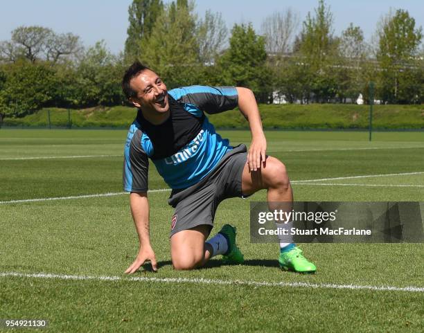Sanit Cazorla of Arsenal during a training session at London Colney on May 5, 2018 in St Albans, England.