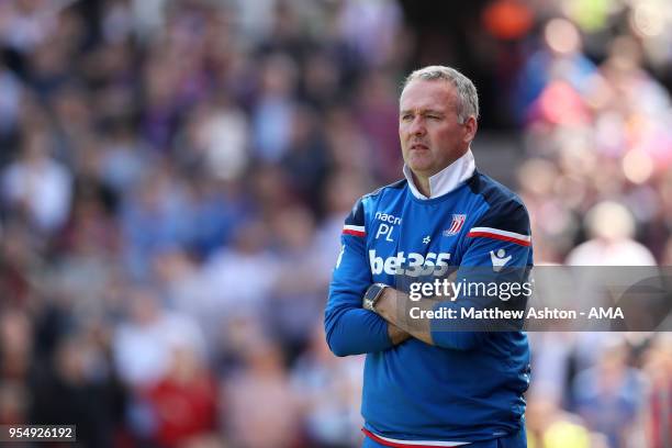 Paul Lambert the head coach / manager of Stoke City during the Premier League match between Stoke City and Crystal Palace at Bet365 Stadium on May 5,...