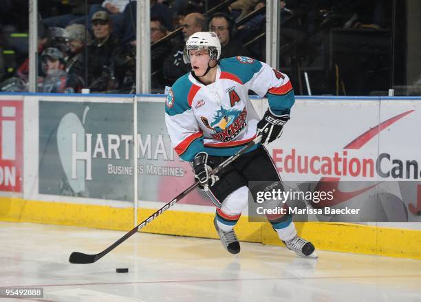 Tyson Barrie of the Kelowna Rockets skates against the Vancouver Giants at Prospera Place on December 27, 2009 in Kelowna, Canada.