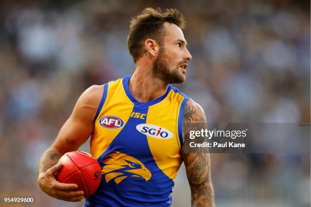 Chris Masten of the Eagles looks on during the round seven AFL match between the West Coast Eagles and the Port Adelaide Power at Optus Stadium on...