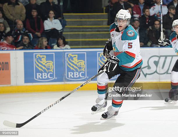 Mitchell Chapman of the Kelowna Rockets skates against the Vancouver Giants at Prospera Place on December 27, 2009 in Kelowna, Canada.