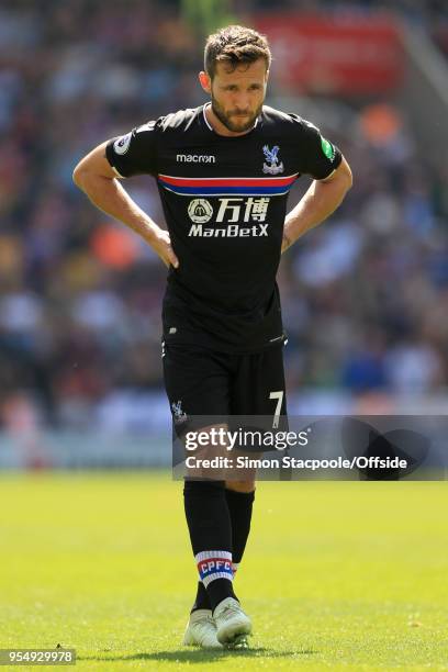 Yohan Cabaye of Palace looks dejected during the Premier League match between Stoke City and Crystal Palace at the Bet365 Stadium on May 5, 2018 in...