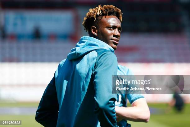 Tammy Abraham of Swansea City arrives at Vitality Stadium prior to kick off of the Premier League match between AFC Bournemouth and Swansea City at...