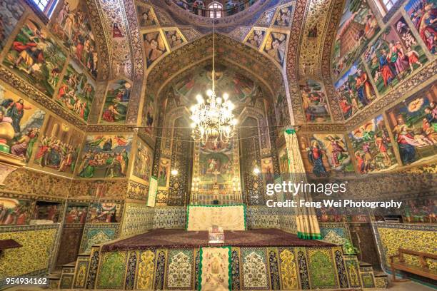 main prayer hall, vank cathedral, isfahan, iran - armenian genocide stock pictures, royalty-free photos & images