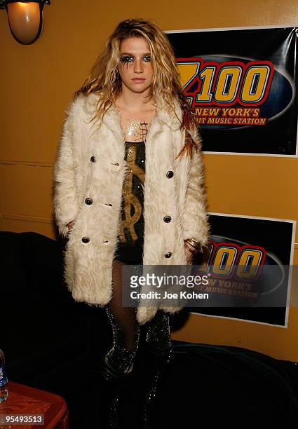 Singer Ke$ha attends the Z100's Jingle Ball 2009 Pre-Show at Hammerstein Ballroom on December 11, 2009 in New York City.