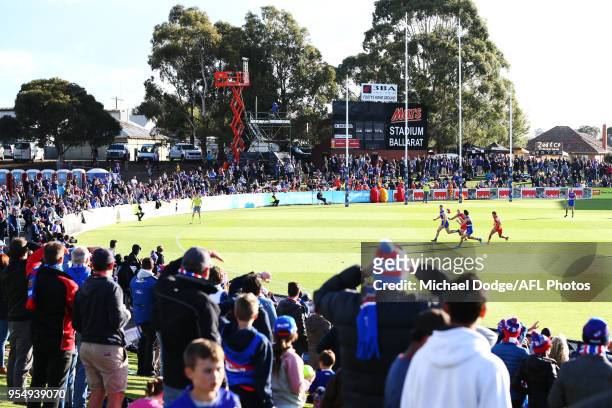 General view is seen during the round seven AFL match between the Western Bulldogs and the Gold Coast Suns at Mars Stadium on May 5, 2018 in...