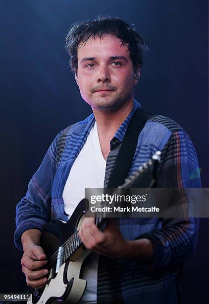 Daniel Rossen of Grizzly Bear performs on stage on day two of The Falls Festival 2009 held in Otway rainforest on December 30, 2009 in Lorne,...