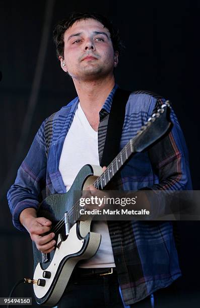 Daniel Rossen of Grizzly Bear performs on stage on day two of The Falls Festival 2009 held in Otway rainforest on December 30, 2009 in Lorne,...