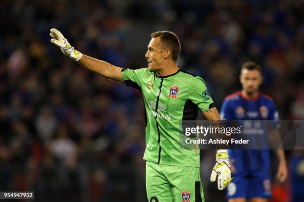 Glen Moss of the Jets reacts during the 2018 A-League Grand Final match between the Newcastle Jets and the Melbourne Victory at McDonald Jones...