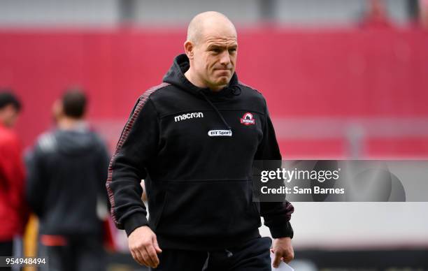 Limerick , Ireland - 5 May 2018; Edinburgh head coach Richard Cockerill ahead of the Guinness PRO14 semi-final play-off match between Munster and...