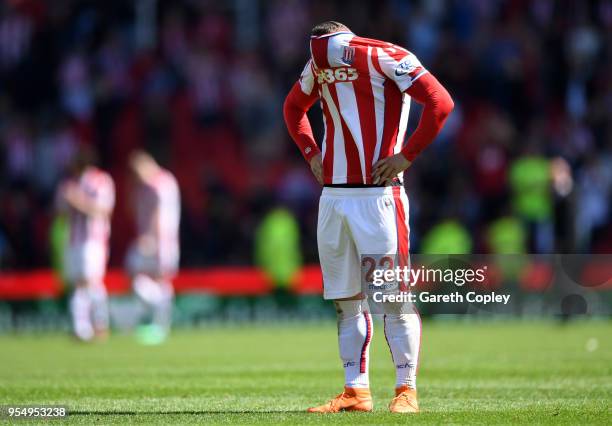 Xherdan Shaqiri of Stoke City reacts at the full time whistle after the Premier League match between Stoke City and Crystal Palace at Bet365 Stadium...