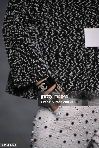 Model walks the runway during Chanel Cruise 2018/2019 Collection fashion show at Le Grand Palais on May 3, 2018 in Paris, France.