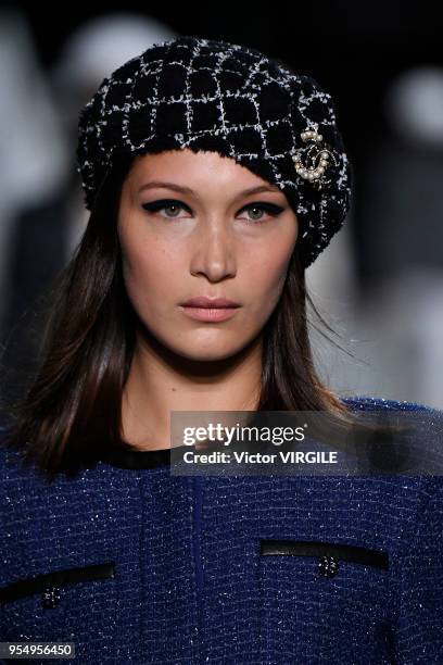 Bella Hadid walks the runway during Chanel Cruise 2018/2019 Collection fashion show at Le Grand Palais on May 3, 2018 in Paris, France.