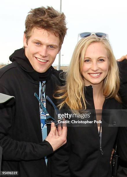 Actor Zach Roerig and actress Candice Accola attend Oakley Presents "Learn to Ride" with the Audi Sportscar Experience fueled by Muscle Milk at...
