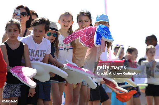 Fans watch the action during Day One of the GolfSixes at The Centurion Club on May 5, 2018 in St Albans, England.